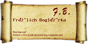 Frölich Boglárka névjegykártya