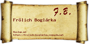 Frölich Boglárka névjegykártya